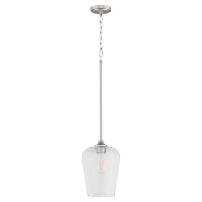 Quorum International RAYMOND 3313-65 Pendant 1 Light with Clear Glass Lens Transitional - Satin Nickel