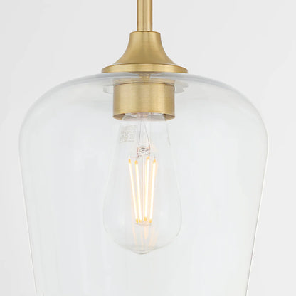 Quorum International RAYMOND 3313-80 Pendant 1 Light with Clear Glass Shade - Aged Brass