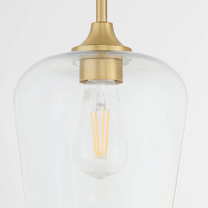 Quorum International RAYMOND 3313-80 Pendant 1 Light with Clear Glass Shade - Aged Brass
