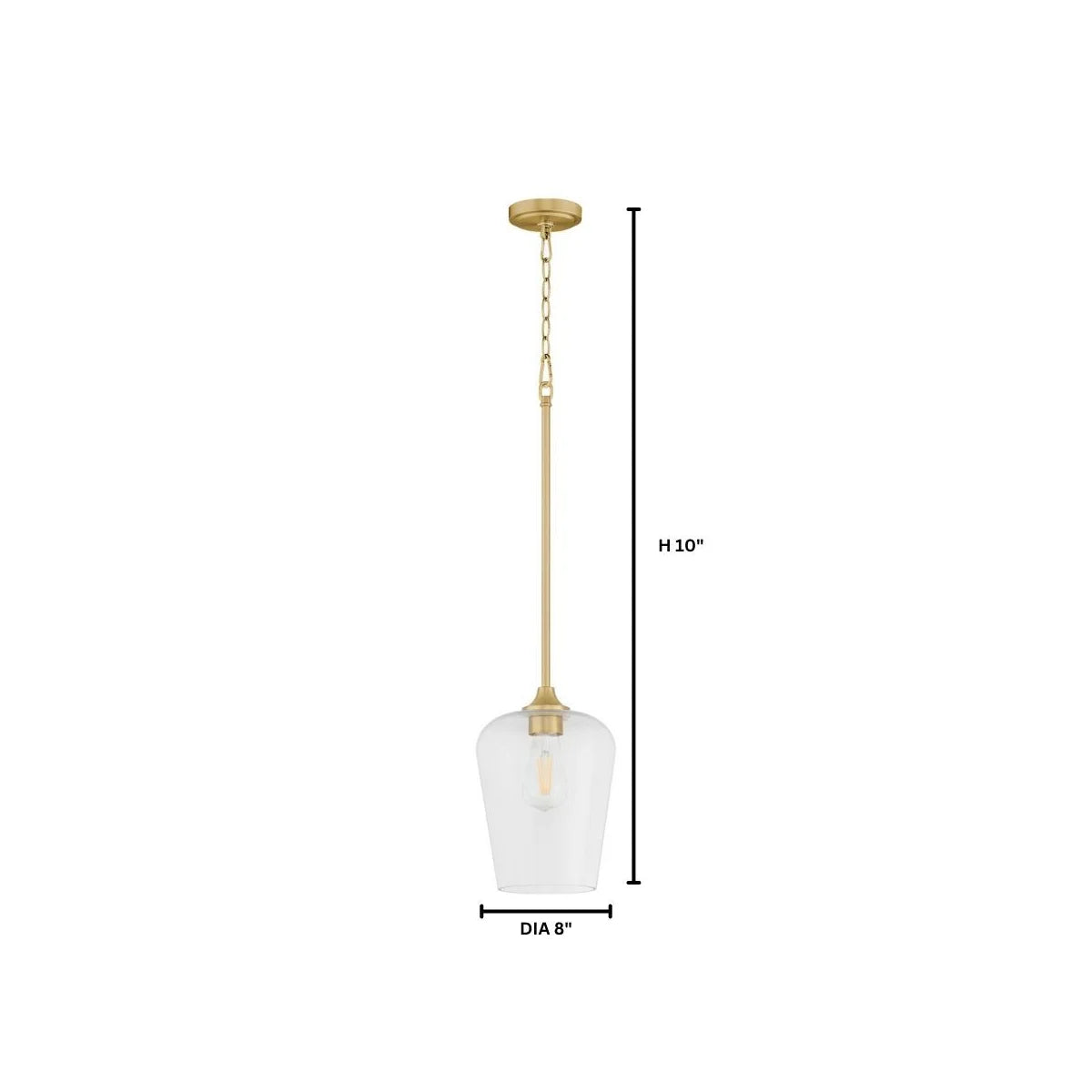 Quorum International RAYMOND 3313-80 Pendant 1 Light with Clear Glass Shade - Aged Brass