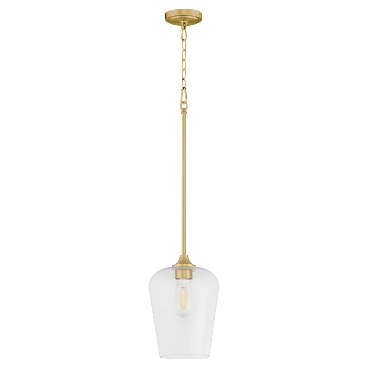 Quorum International RAYMOND 3313-80 Pendant 1 Light with Clear Glass Shade - Aged Brass