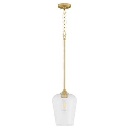 Quorum International RAYMOND 3313-80 Pendant 1 Light with Clear Glass Shade - Aged Brass