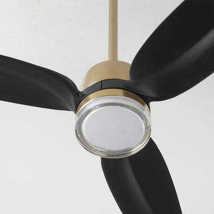 Quorum 34583-80 Patio Fan, UL Damp Rated, Aged Brass