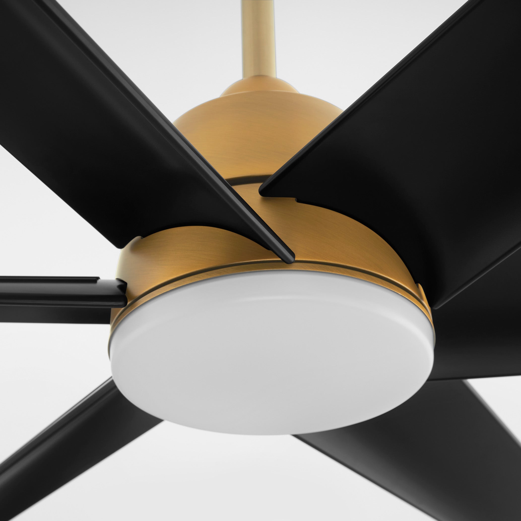 Quorum Spree 35846-47 Patio Fan, UL Damp Rated, Brushed Brass