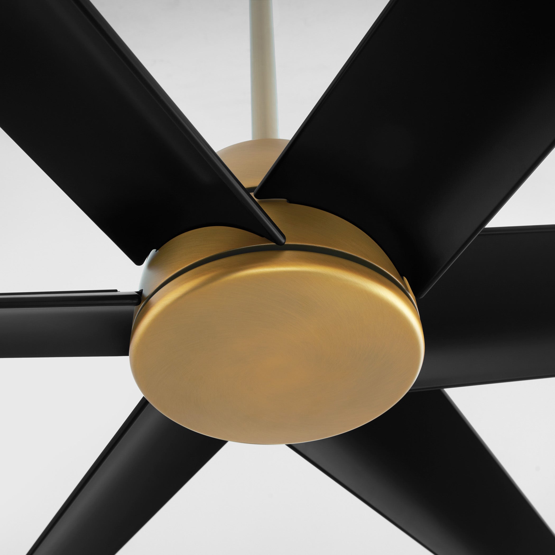 Quorum Spree 35846-47 Patio Fan, UL Damp Rated, Brushed Brass