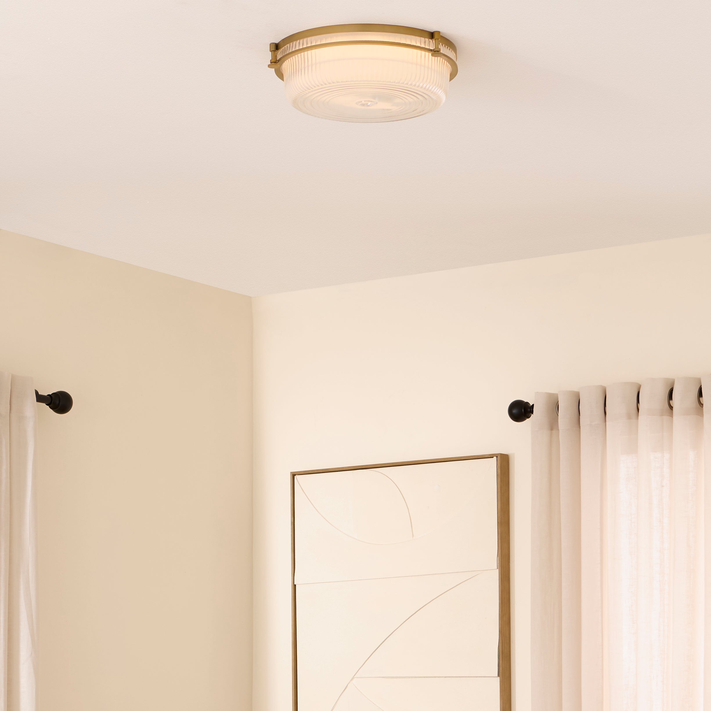 Quorum Emory 368-14-47 Ceiling Mount, UL Damp Rated, Brushed Brass