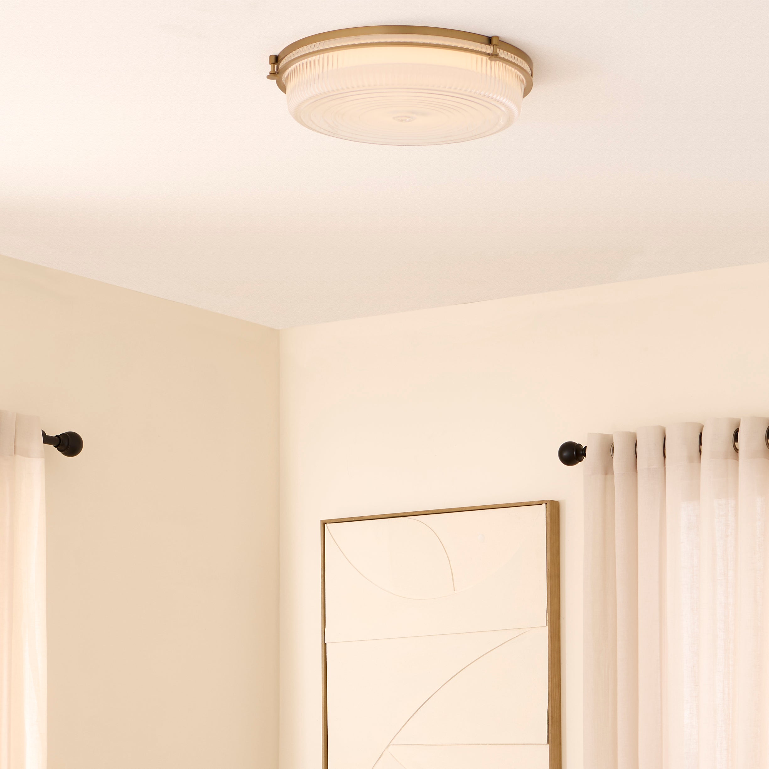 Quorum Emory 368-18-47 Ceiling Mount, UL Damp Rated, Brushed Brass