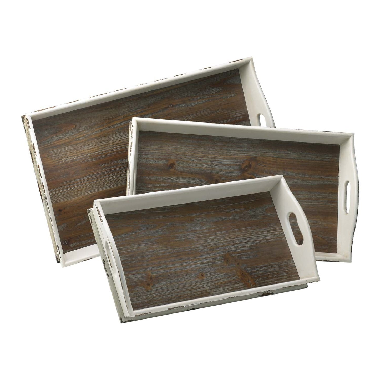 Cyan Design 02470 Alder Nesting Trays Set of 3 - Distressed White And Gray