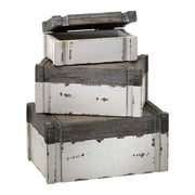 Cyan Design 02471 Alder Boxes Set of 3 - Distressed White And Gray
