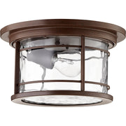 Quorum Larson 3916-11186 Ceiling Mount - Oiled Bronze W/ Clear Hammered Glass