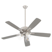 Quorum Ovation 4525-03165 Ceiling Fan, UL Dry Rated, Satin Nickel