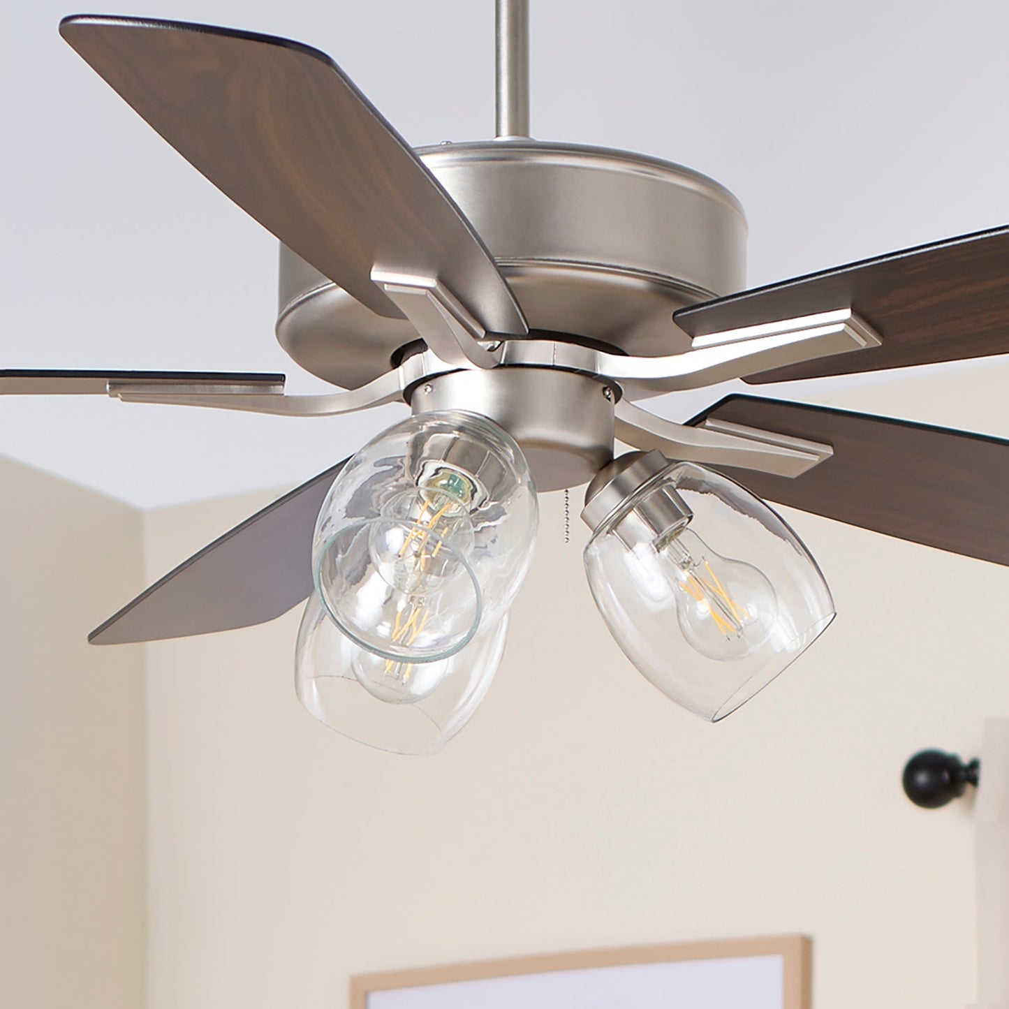 Quorum Ovation 4525-03165 Ceiling Fan, UL Dry Rated, Satin Nickel