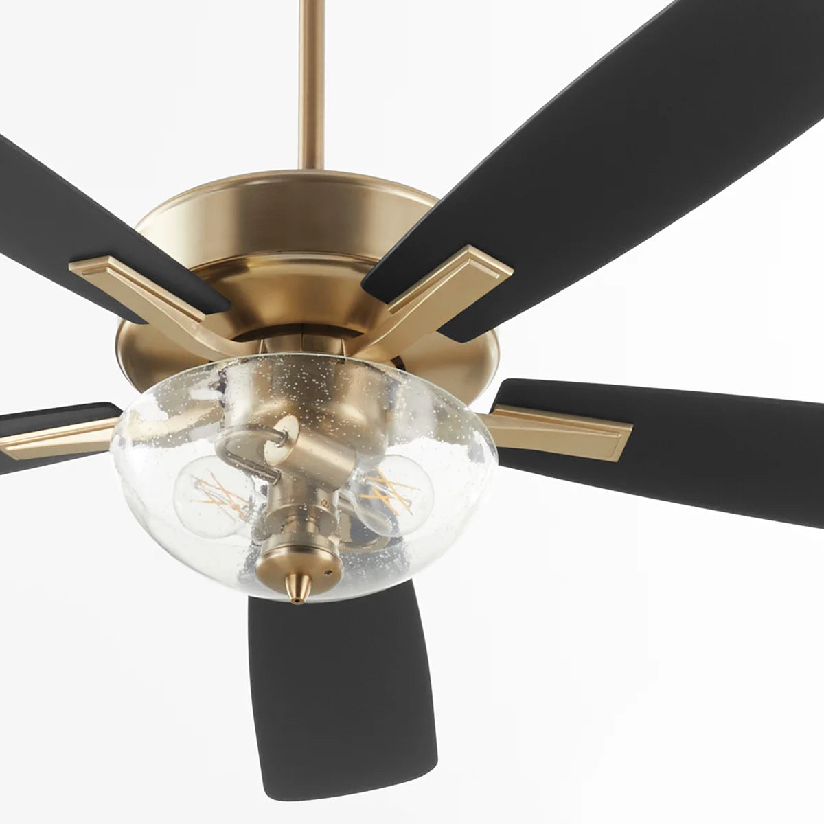 Quorum Ovation 4525-2280 Ceiling Fan 52 Inch Bowl Light with Pull Chains and Clear Seeded Glass Traditional - Aged Brass