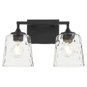 Quorum Eldorado 5005-2-159 2 Light Vanity Clear Hammered Glass Shade Transitional - Matte Black