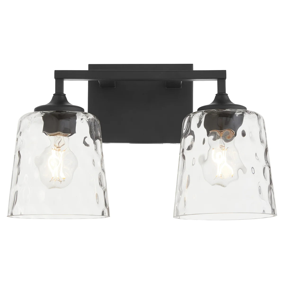 Quorum Eldorado 5005-2-159 2 Light Vanity Clear Hammered Glass Shade Transitional - Matte Black