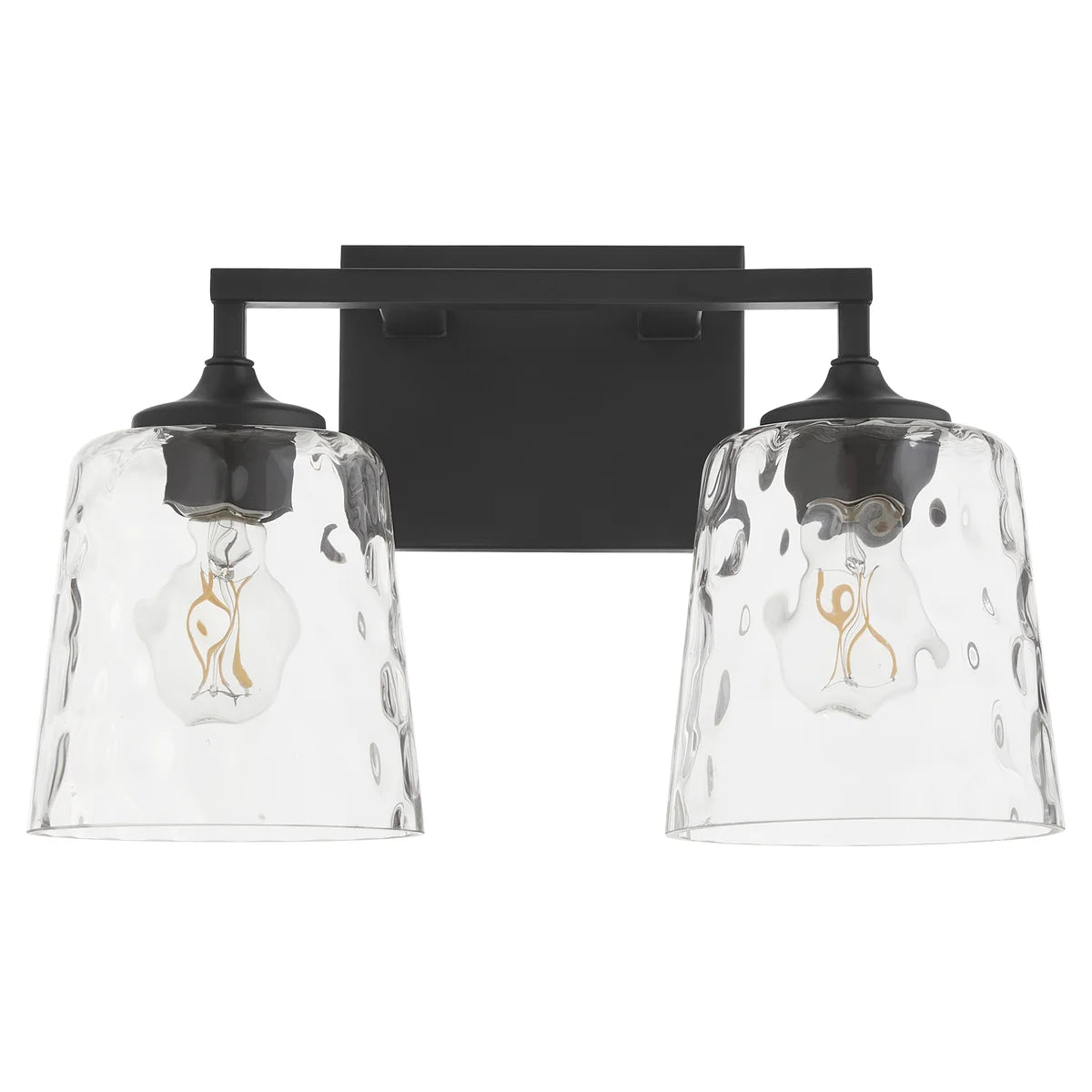 Quorum Eldorado 5005-2-159 2 Light Vanity Clear Hammered Glass Shade Transitional - Matte Black
