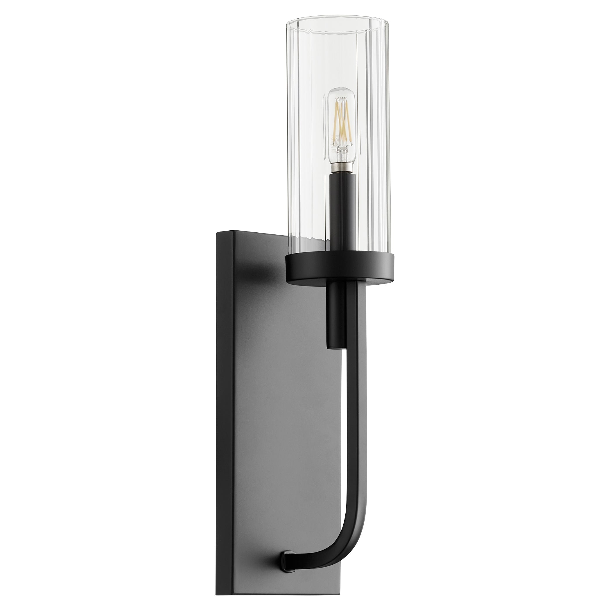 Quorum Ladin 501-1-69 Wall Mount - Textured Black W/ Clear Fluted Glass