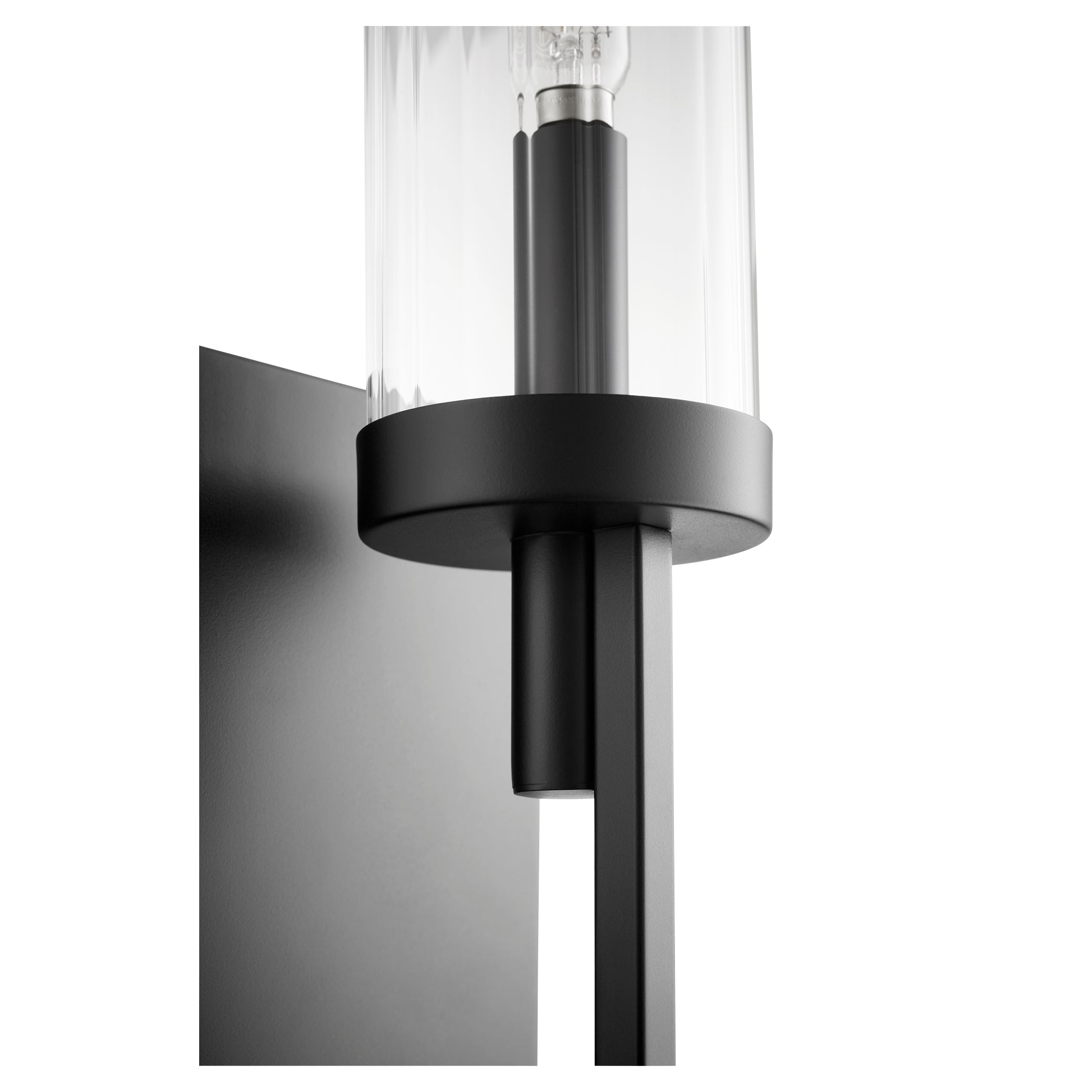 Quorum Ladin 501-1-69 Wall Mount - Textured Black W/ Clear Fluted Glass
