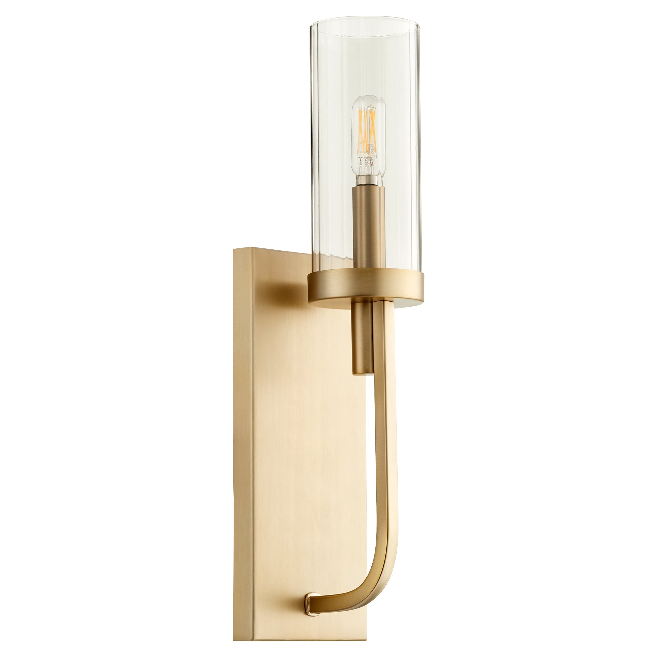 Quorum Ladin 501-1-80 Wall Mount - Aged Brass W/ Smoke Fluted Glass