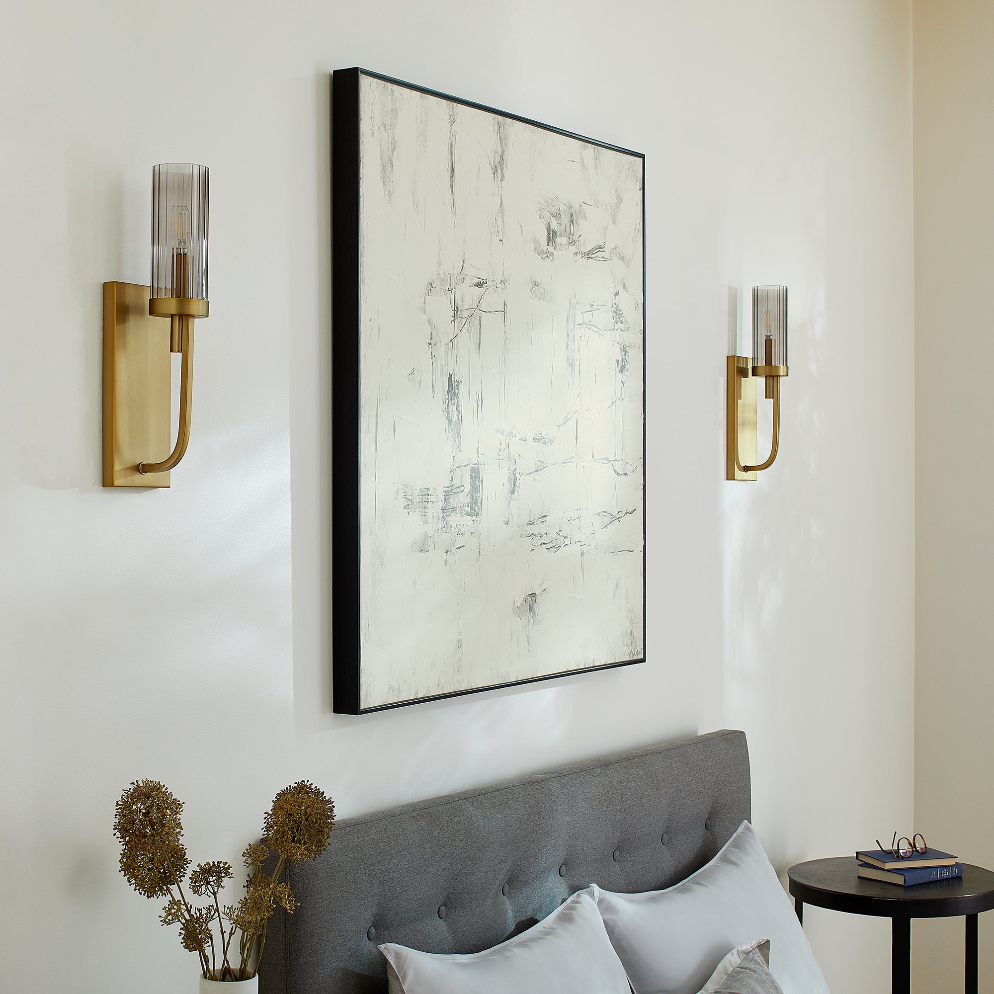 Quorum Ladin 501-1-80 Wall Mount - Aged Brass W/ Smoke Fluted Glass