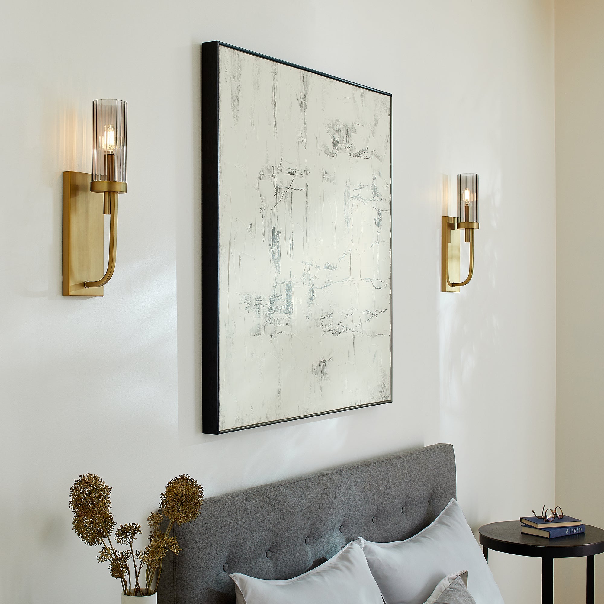 Quorum Ladin 501-1-80 Wall Mount - Aged Brass W/ Smoke Fluted Glass