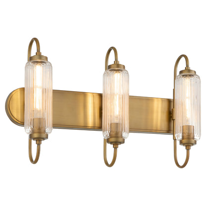 Oxygen Lighting Whitmire 5015-3-47 Vanity Light Fixture, UL Damp Rated, Brushed Brass