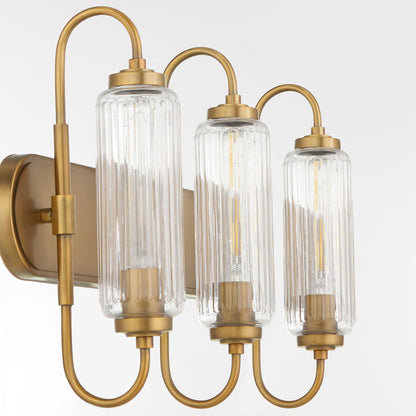 Oxygen Lighting Whitmire 5015-3-47 Vanity Light Fixture, UL Damp Rated, Brushed Brass