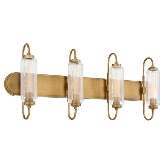 Quorum Whitmire 5015-4-47 Vanity Light Fixture, UL Damp Rated, Brushed Brass