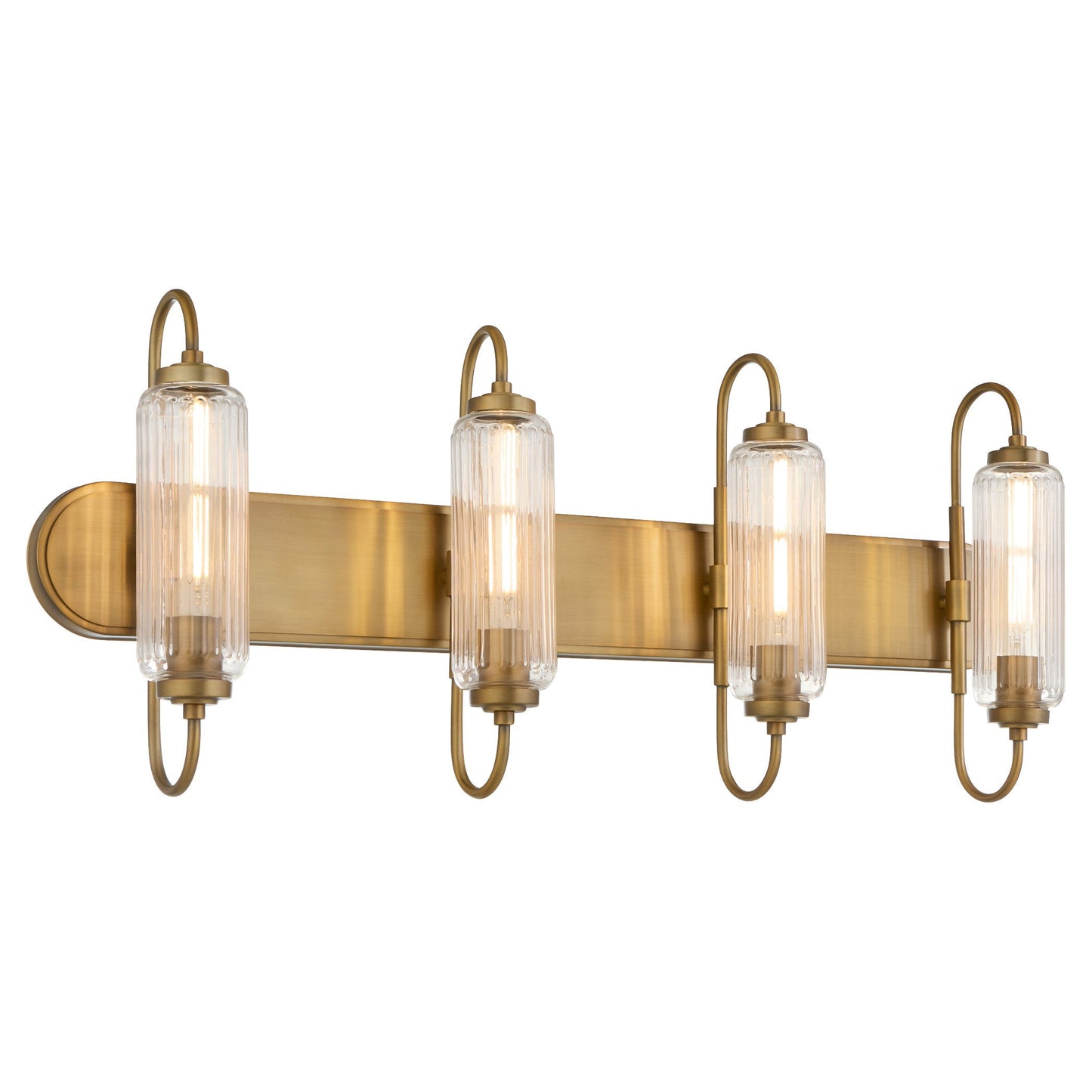 Quorum Whitmire 5015-4-47 Vanity Light Fixture, UL Damp Rated, Brushed Brass