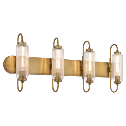 Quorum Whitmire 5015-4-47 Vanity Light Fixture, UL Damp Rated, Brushed Brass