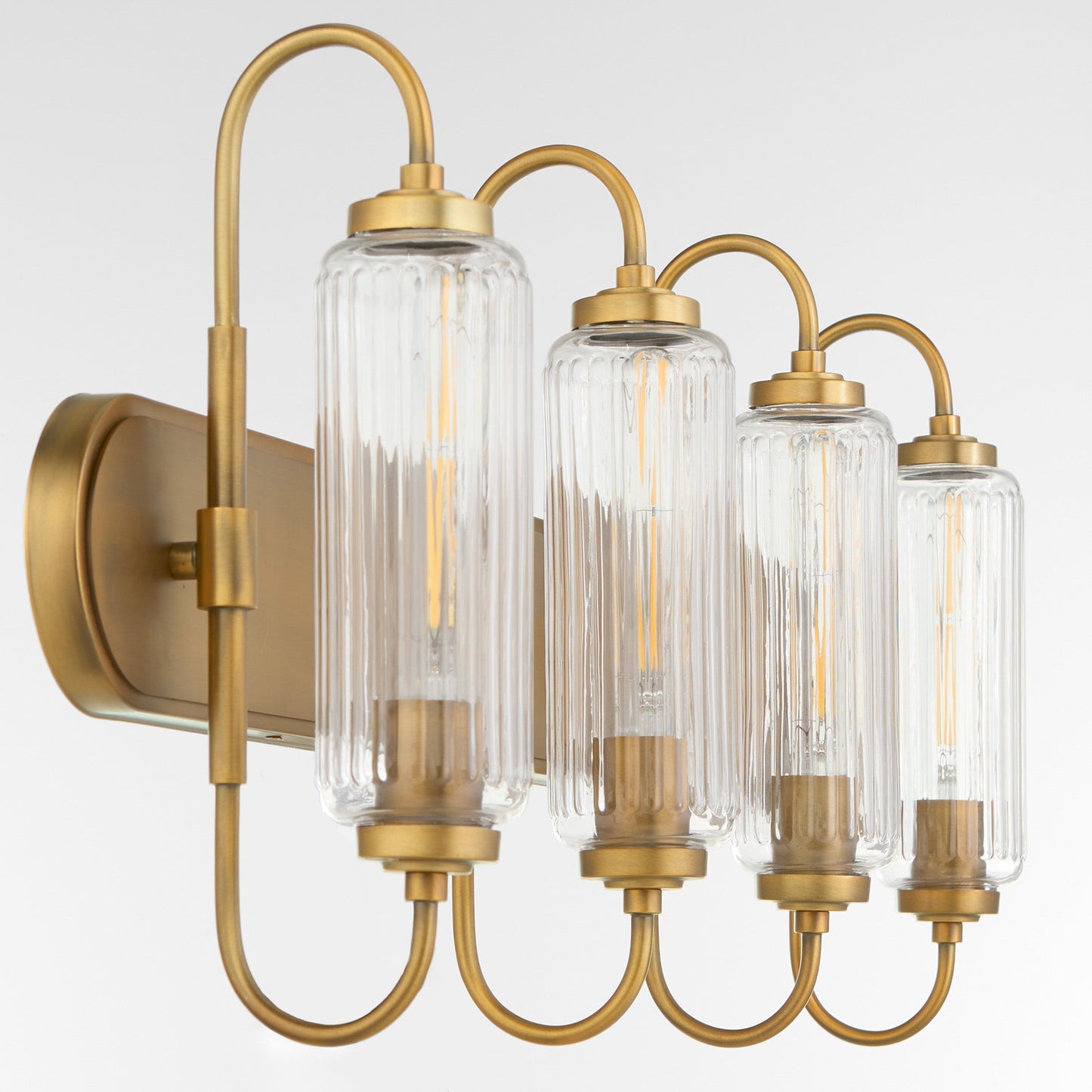 Quorum Whitmire 5015-4-47 Vanity Light Fixture, UL Damp Rated, Brushed Brass