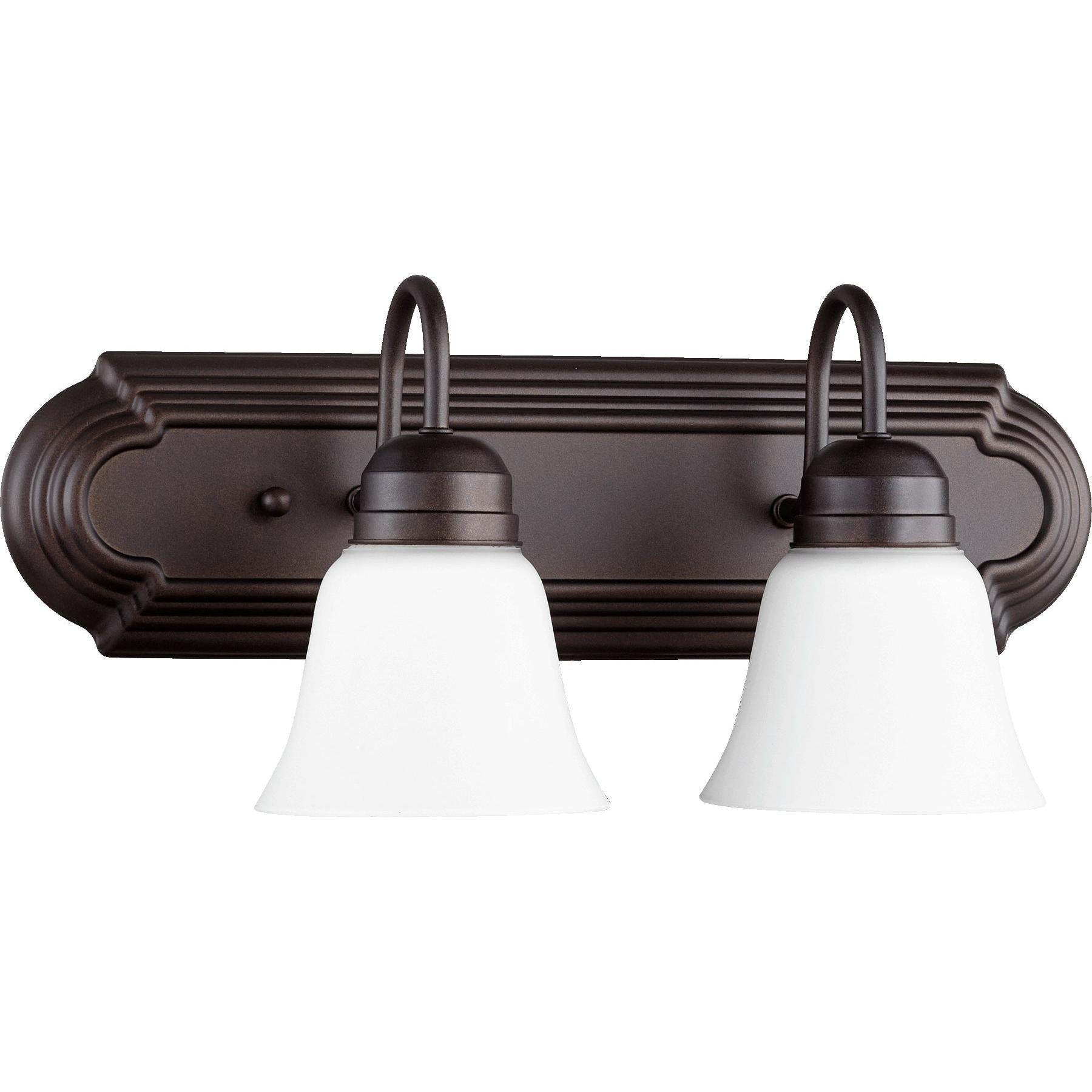 Quorum 5094-2-86 Vanity - Oiled Bronze W/ Satin Opal