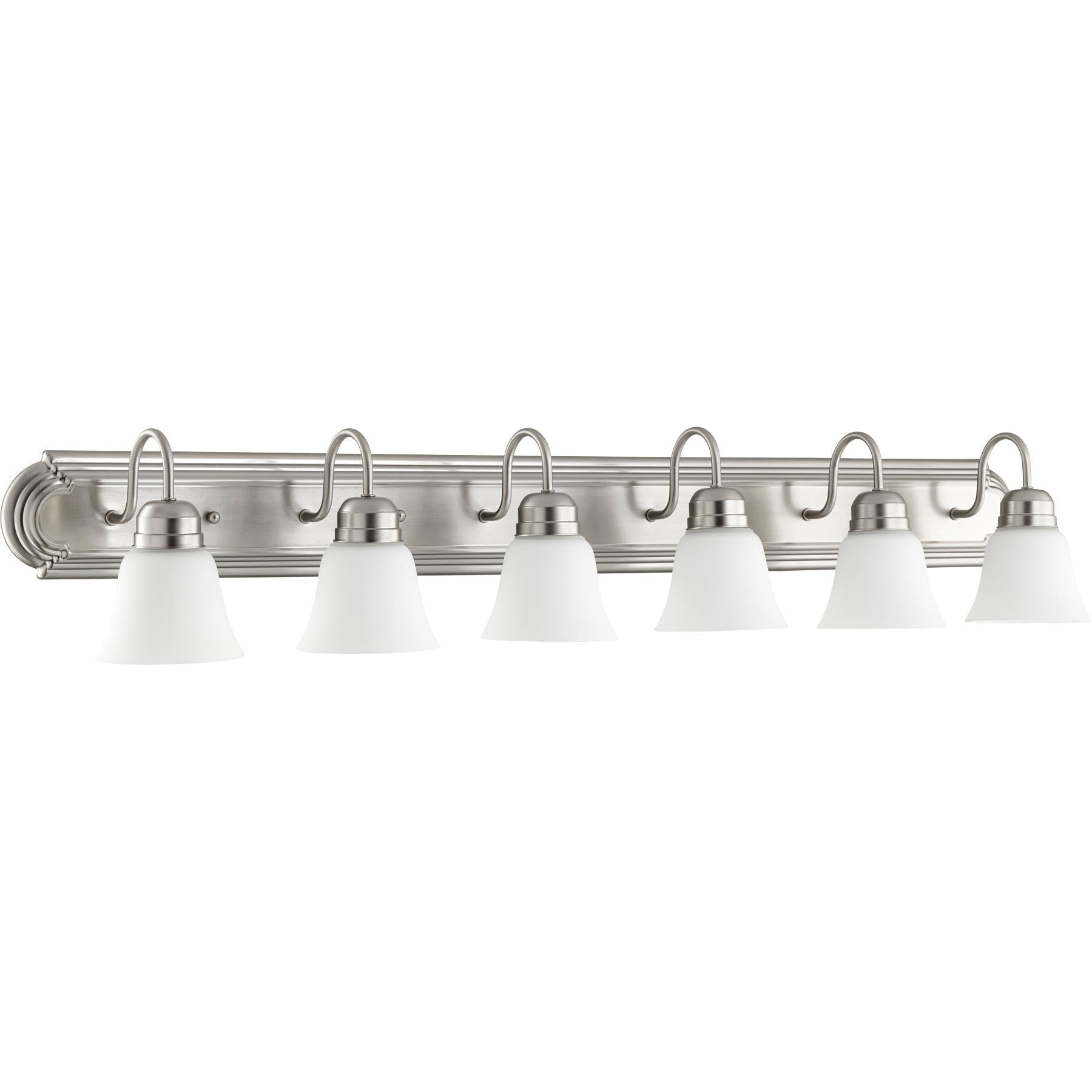 Quorum 5094-6-65 Vanity - Satin Nickel W/ Satin Opal