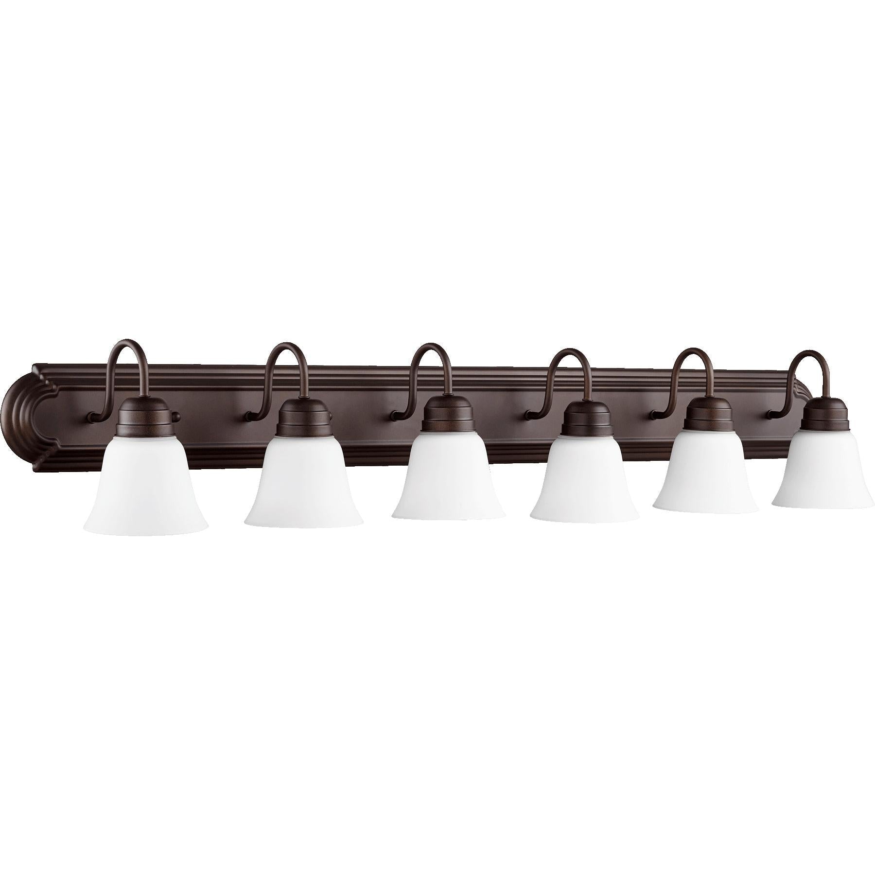 Quorum 5094-6-86 Vanity - Oiled Bronze W/ Satin Opal