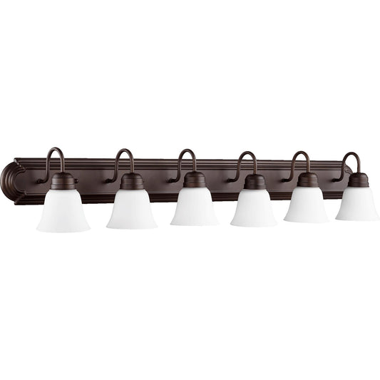 Quorum 5094-6-86 Vanity - Oiled Bronze W/ Satin Opal