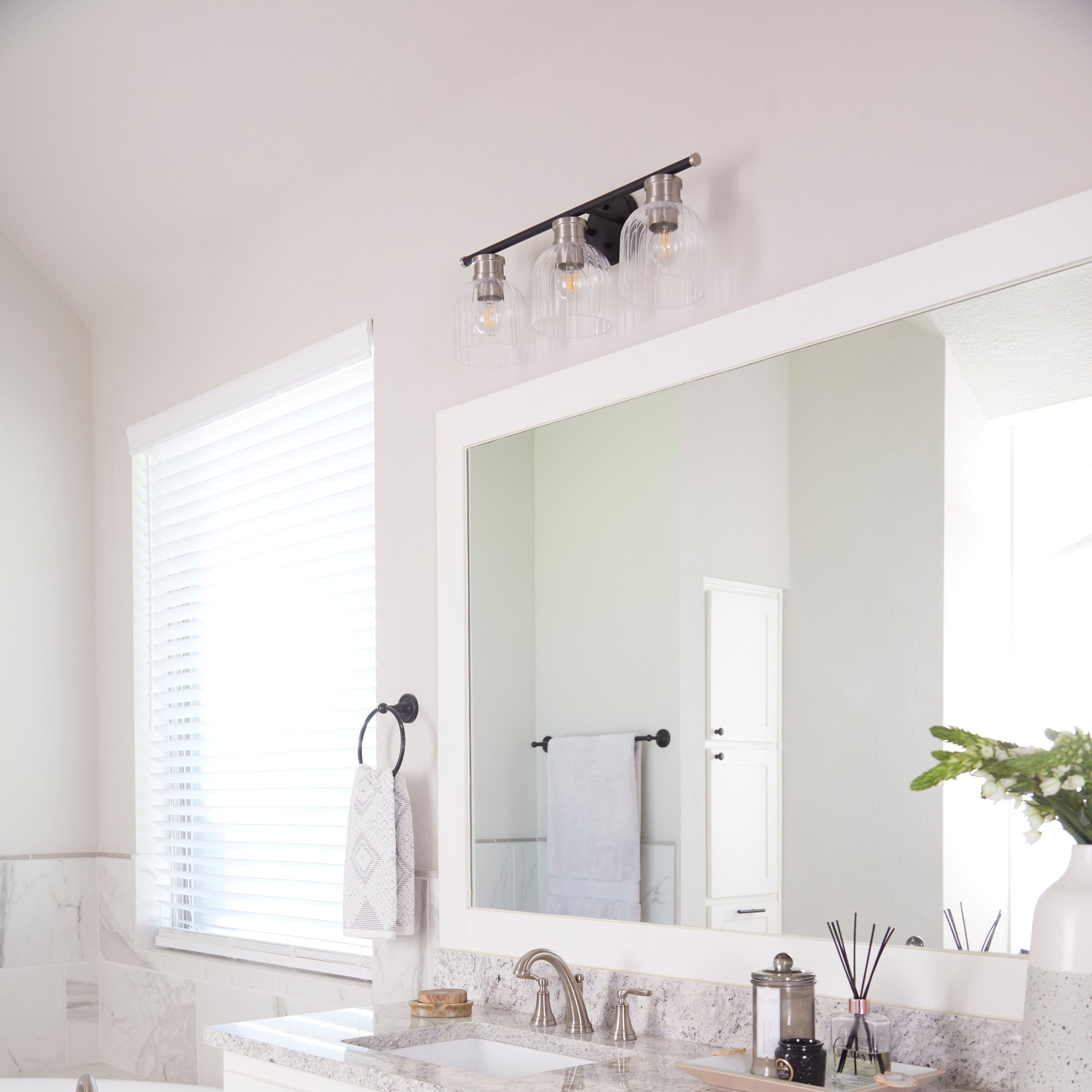 Quorum Monarch 510-3-6965 Vanity - Textured Black W/ Satin Nickel