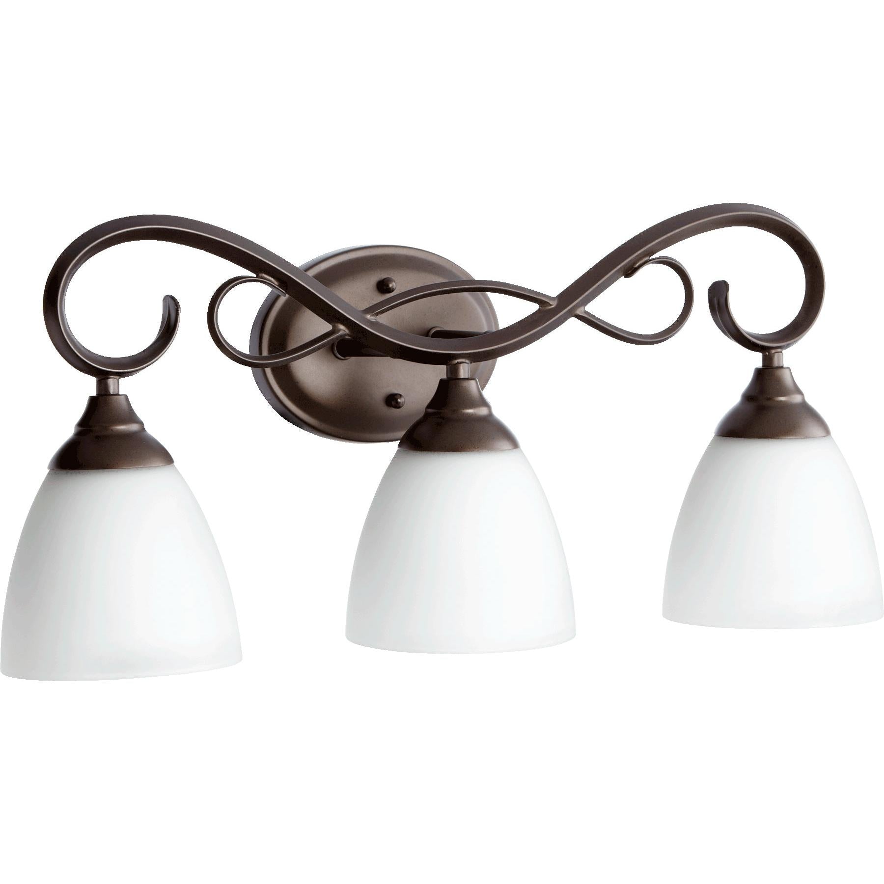 Quorum Powell 5108-3-86 Vanity - Oiled Bronze W/ Satin Opal