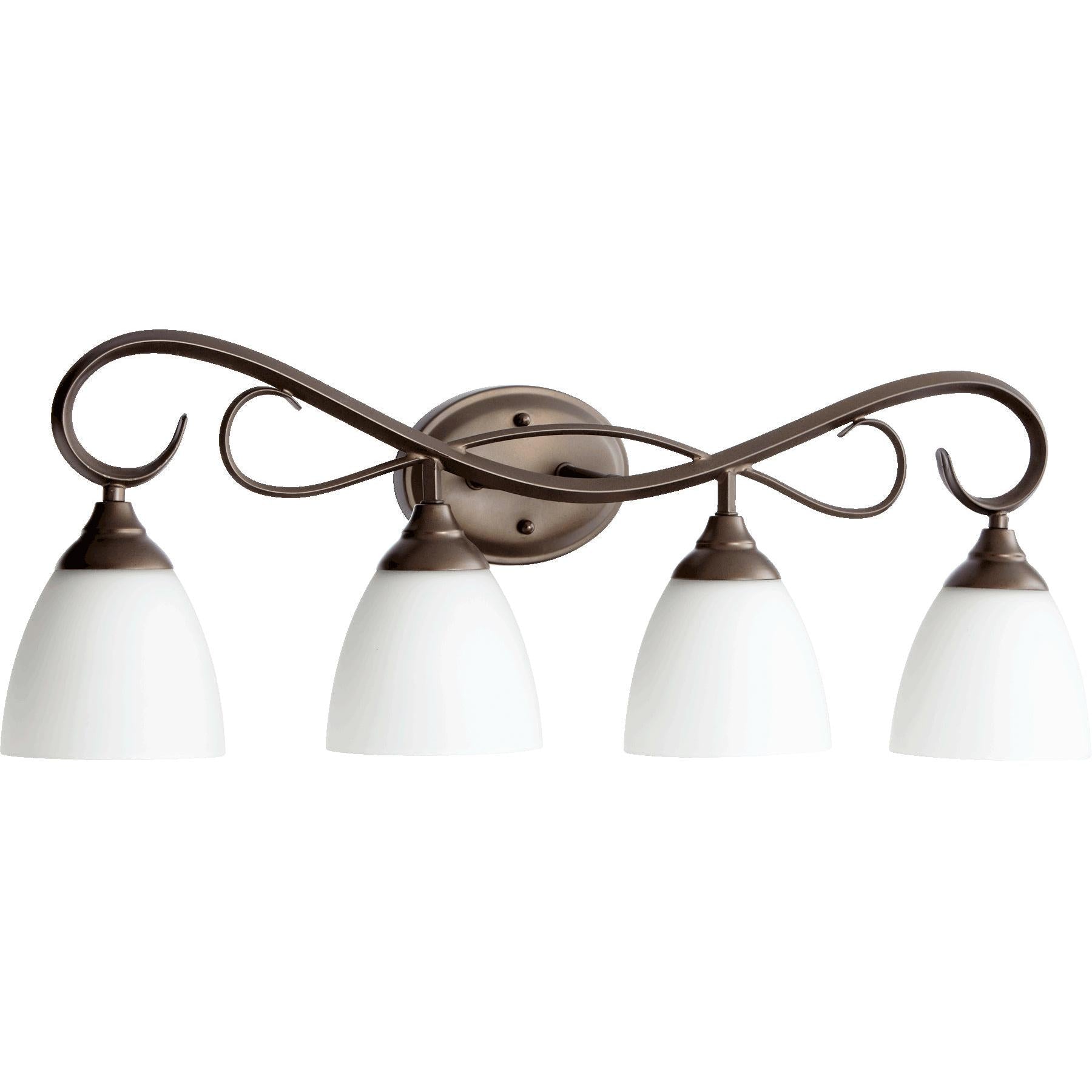 Quorum Powell 5108-4-86 Vanity - Oiled Bronze W/ Satin Opal