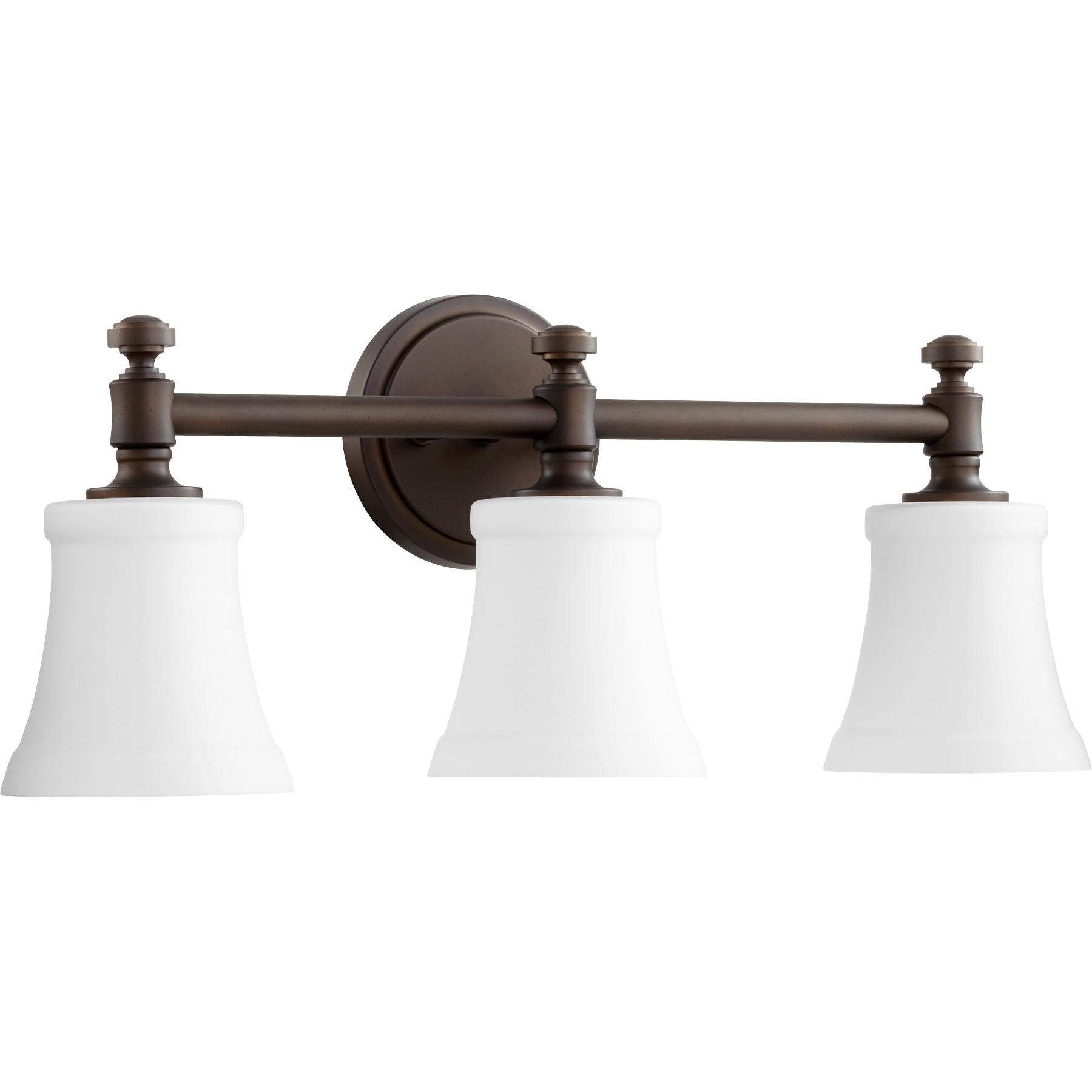 Quorum Rossington 5122-3-186 Vanity - Oiled Bronze W/ Satin Opal