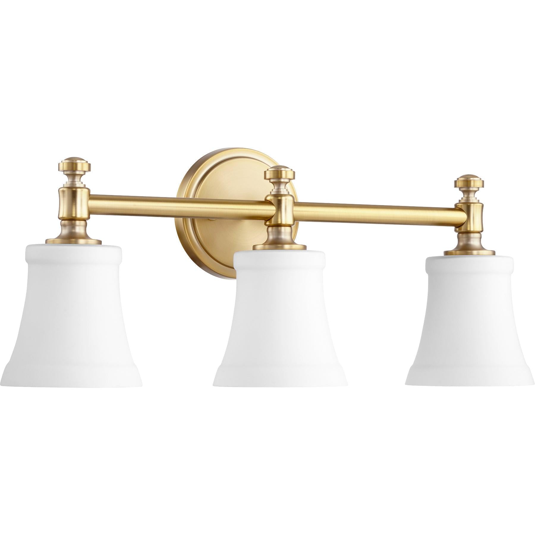 Quorum Rossington 5122-3-80 Vanity - Aged Brass W/ Satin Opal