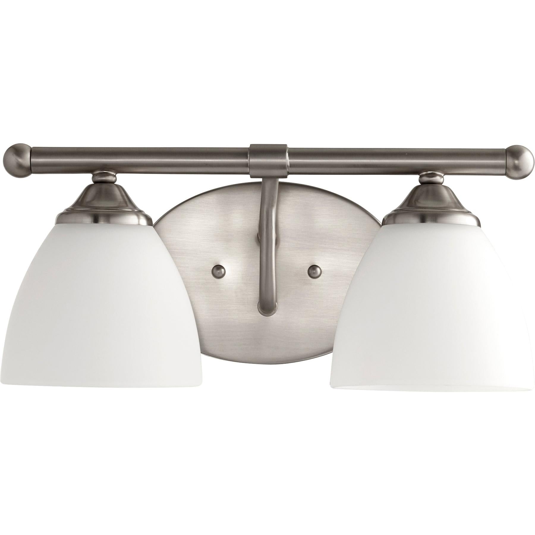 Quorum Brooks 5150-2-65 Vanity - Satin Nickel W/ Satin Opal