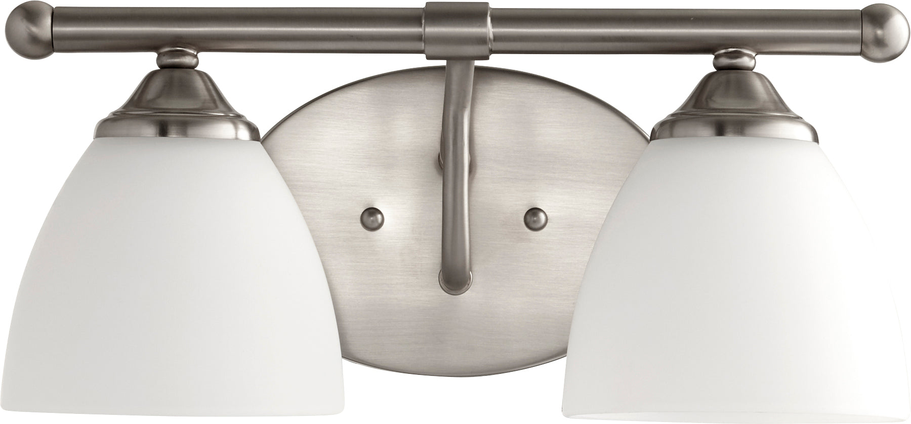 Quorum Brooks 5150-2-65 Vanity - Satin Nickel W/ Satin Opal