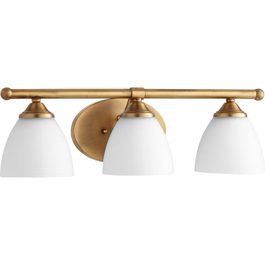 Quorum Brooks 5150-3-80 Vanity - Aged Brass W/ Satin Opal