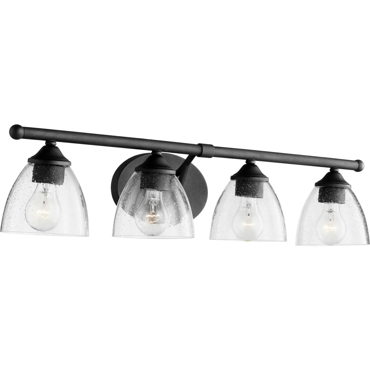 Quorum Brooks 5150-4-69 Vanity 4 light Transitional - Textured Black W/ Clear Seeded Glass