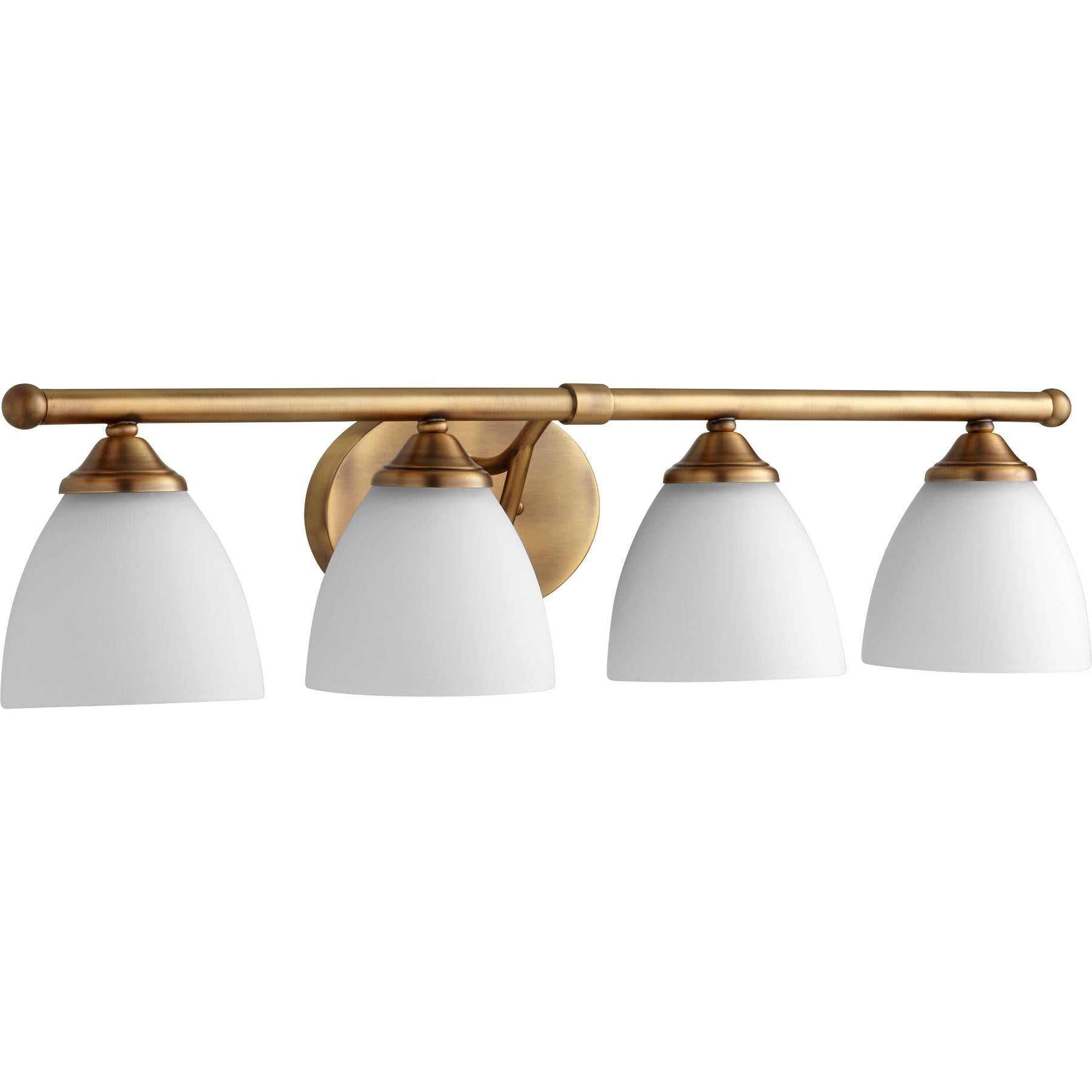 Quorum Brooks 5150-4-80 Vanity - Aged Brass W/ Satin Opal
