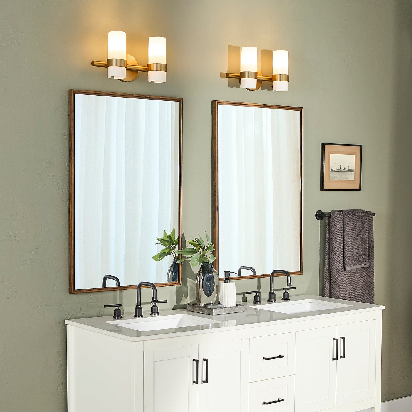 Oxygen Lighting Sojourn 5169-2-47 Vanity Light Fixture, UL Damp Rated, Brushed Brass