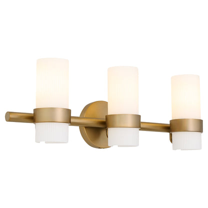 Oxygen Lighting Sojourn 5169-3-47 Vanity Light Fixture, UL Damp Rated, Brushed Brass