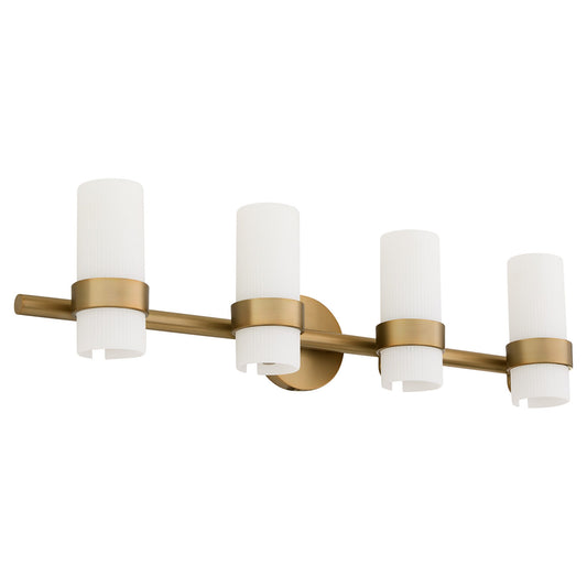 Quorum Sojourn 5169-4-47 Vanity Light Fixture, UL Damp Rated, Brushed Brass