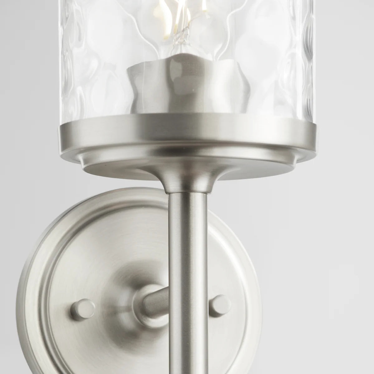 Quorum Starky 517-1-65 Wall Sconce 1 Light with Clear Hammered Glass Shade Transitional - Satin Nickel