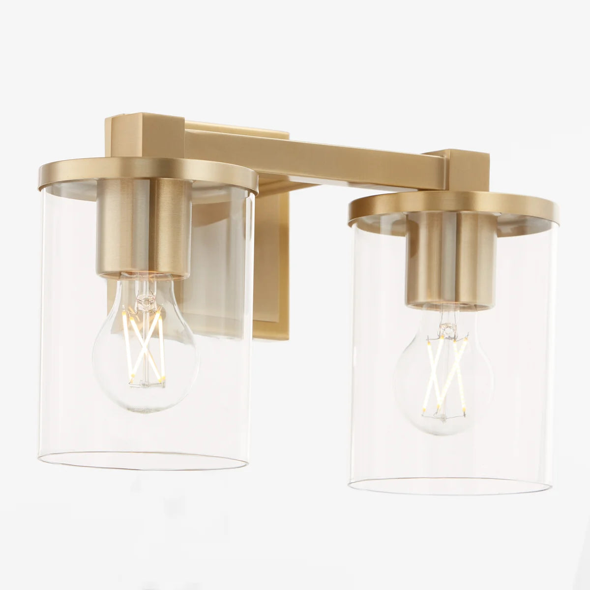 Quorum Bolton 523-2-80 Vanity 2 Light Clear Glass Transitional  - Aged Brass